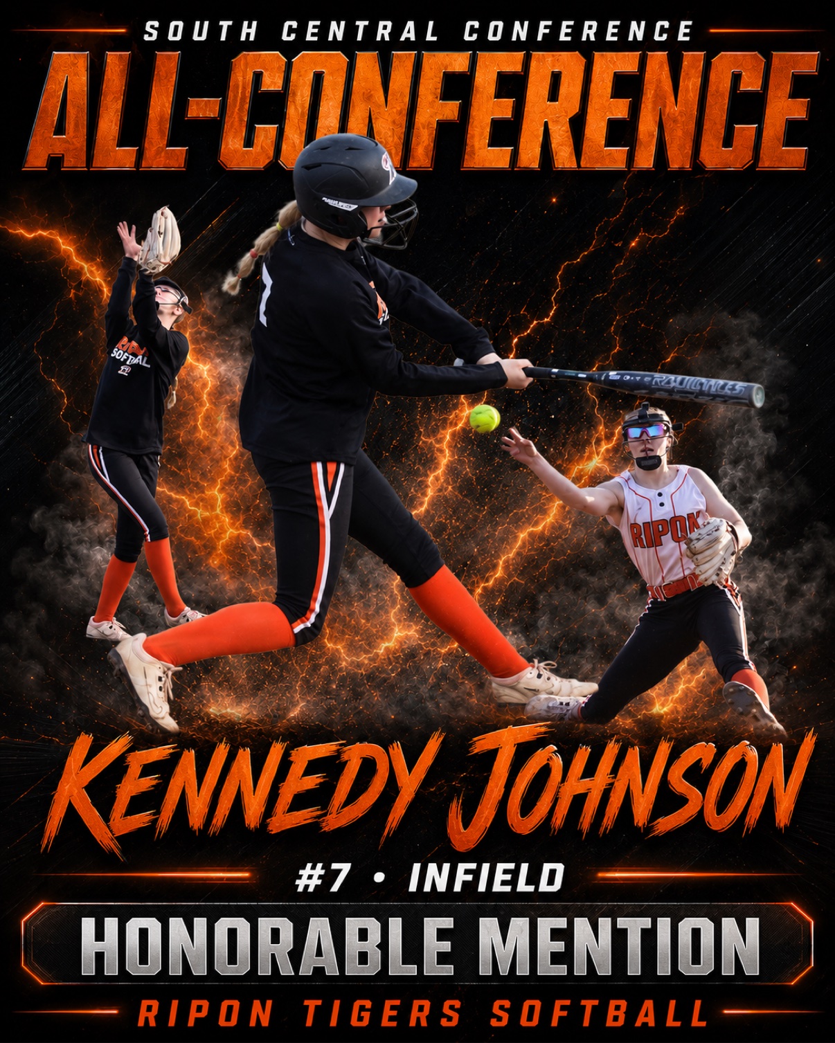 Kennedy Johnson South Central Conference All-Conference Honorable Mention number 7 infield graphic